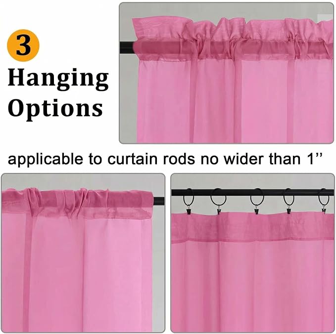 Gwine Short Kitchen Sheer Curtains 36 Inch Length - Image 2