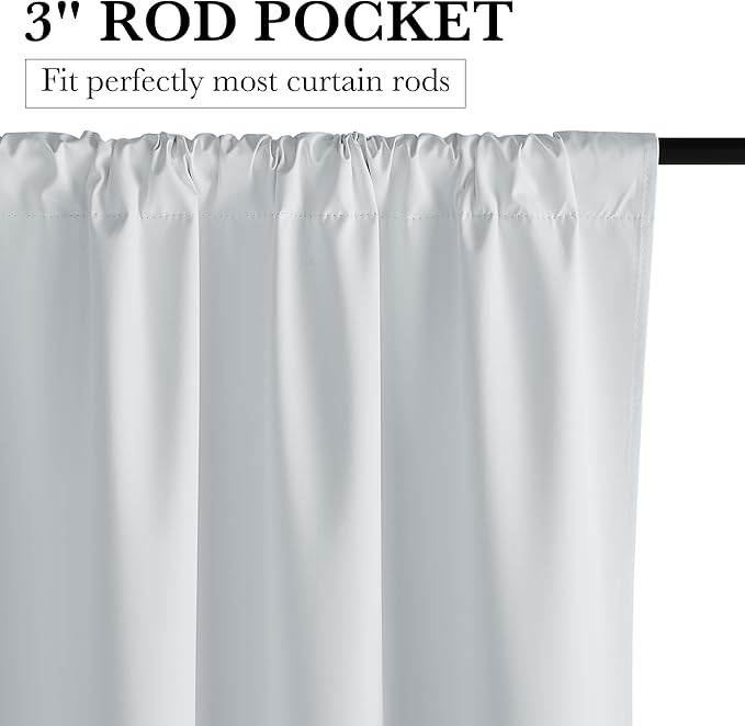 RYB HOME White 100% Blackout Curtains, Short Thermal Insulated Heat & UV - Image 2