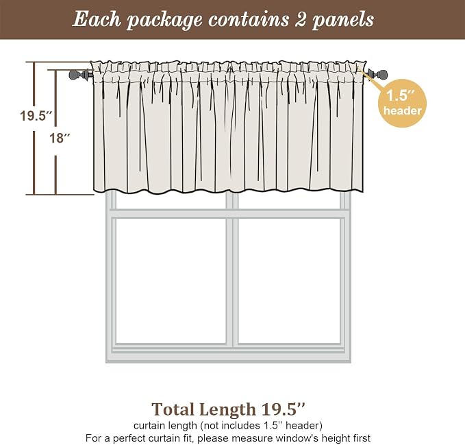 Chyhomenyc Black Valances for Window, Room Darkening Short Curtains for Kitchen - Image 3