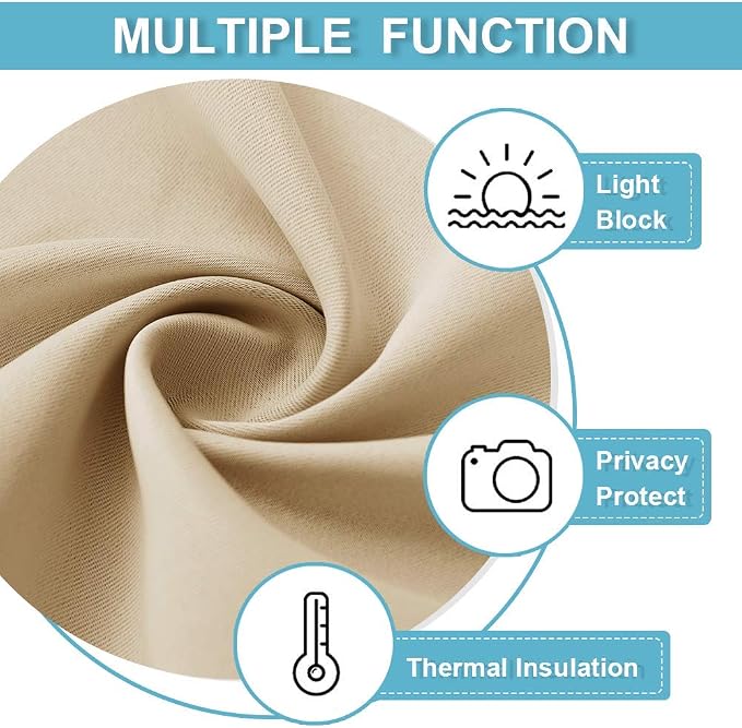 RYB HOME Curtains for Bedroom Living Room 63 inches Long, Thermal Insulated - Image 2
