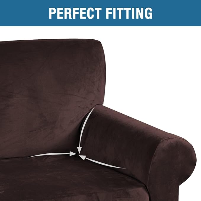 H.VERSAILTEX Stretch Velvet Armchair Cover Couch Covers 1 Cushion Chair - Image 4