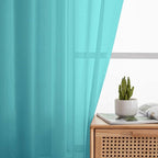 Sheer Turquoise Curtains for Bedroom Living Room 54 Inch Length 2 Panels Set - Image 6