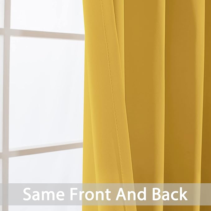 Yakamok Mustard Yellow Room Darkening Grommet Window Drapes Thermal Insulated - Image 6