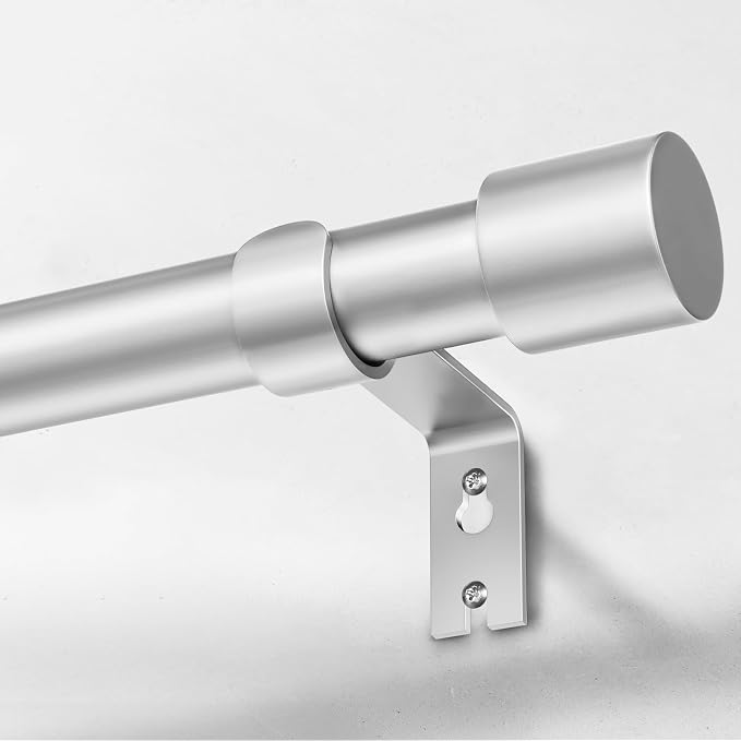 IFELS Heavy Duty Curtain Rods for Windows 28 to 48 Inch, 1 Inch Silver Curtain by IFELS