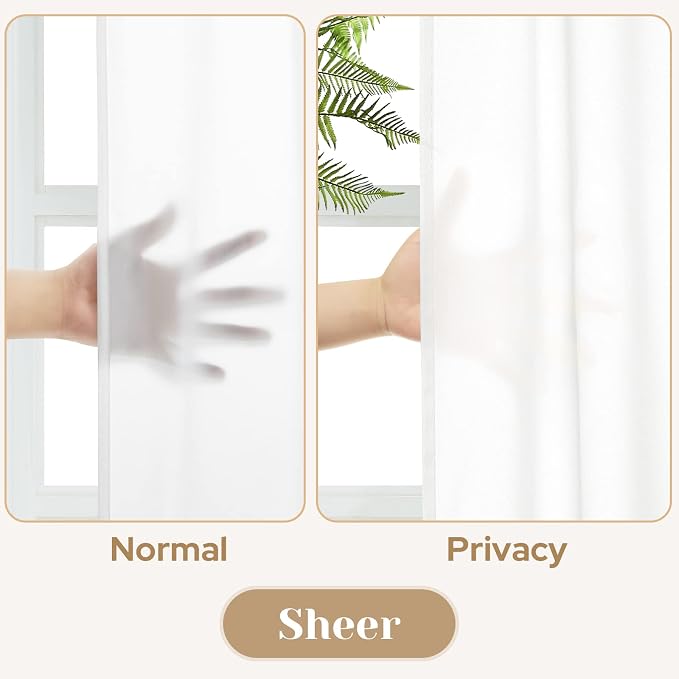 HOMEIDEAS Non-See-Through White Privacy Sheer Curtains, 52 X 54 Inches Long 2 - Image 3