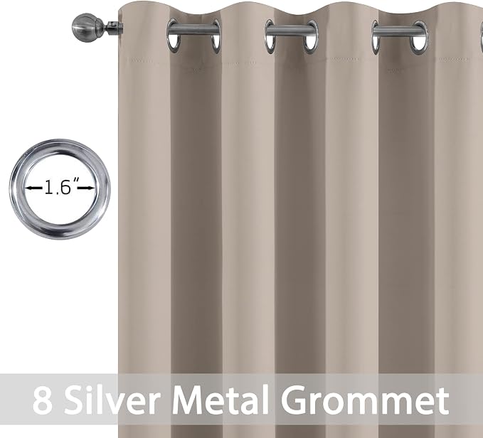 Yakamok Wide Thermal Blackout Patio Door Curtain Panel, Natural Grommet Sliding - Image 2