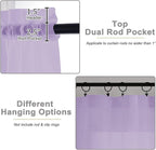 Lavender Sheer Curtain for Bedroom Living Room 72 Inches Long 2 Panels Set - Image 4