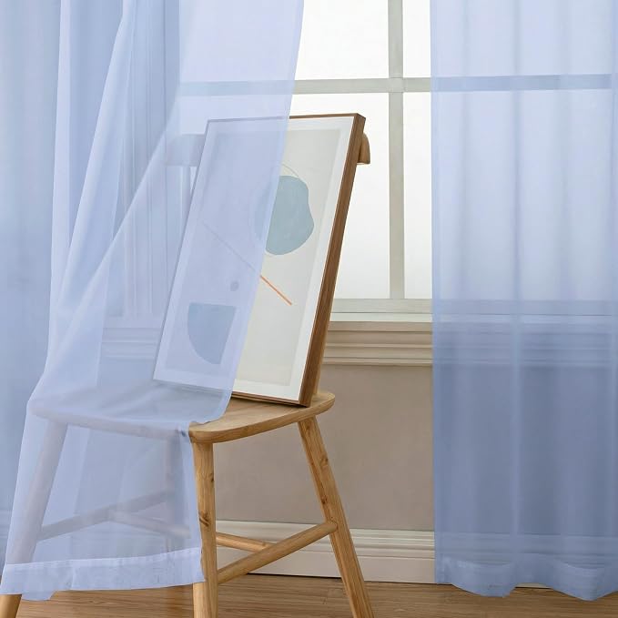 OWENIE Sheer Curtains 90 inches Long 2 Panels Set - Image 5