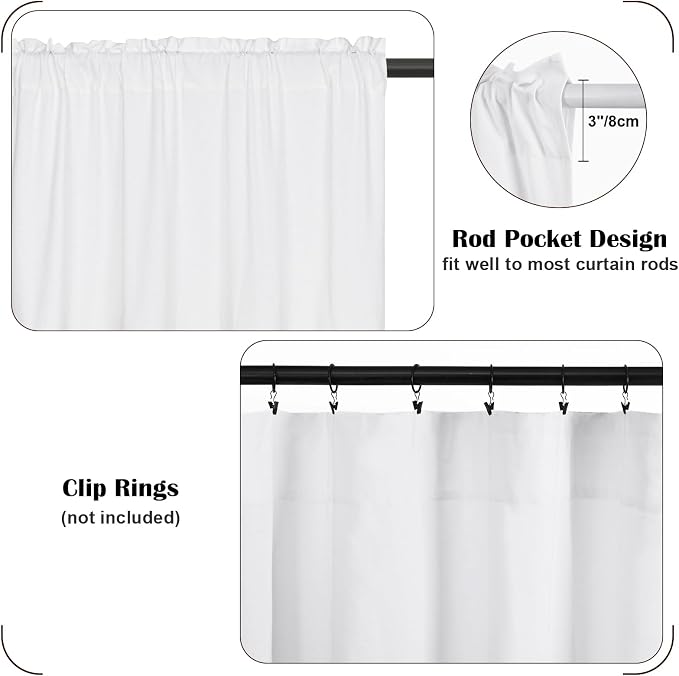 FRAMICS Farmhouse Valance Curtains, Boho Cotton Linen Kitchen Valance, Country - Image 4