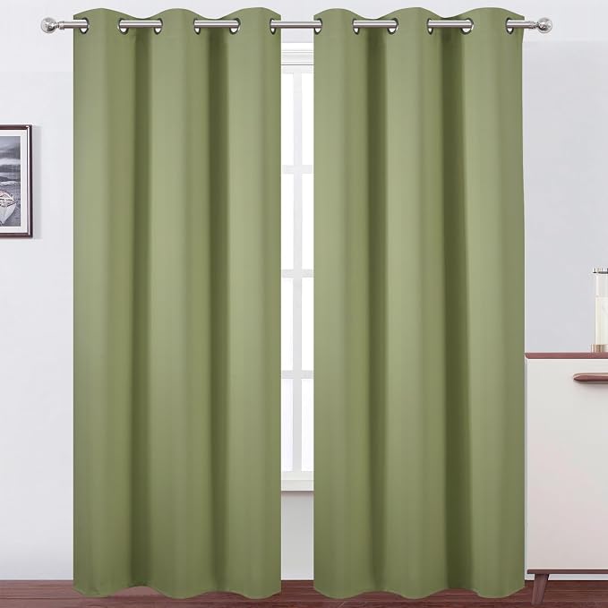LEMOMO Sage Green Thermal Blackout Curtains/42 x 95 Inch/Set of 2 Panels Room by Lemomo