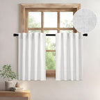 MIULEE White Curtains 24 Inch Length 2 Panels, Soft Thick Linen Textured Semi by MIULEE