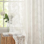 YJ YANJUN Vintage Lace Curtains Cottage Floral Cream Sheer 94 inch Curtains 2 by YJYANJUN