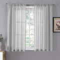 Tollpiz Short Sheer Curtains Linen Textured Living Room Curtain Sheers Light by Tollpiz