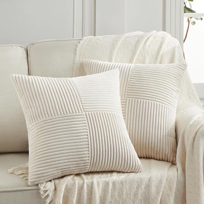 Fancy Homi 2 Packs Cream Decorative Throw Pillow Covers 20x20 Inch by Fancy+Homi