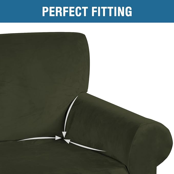 H.VERSAILTEX Stretch Velvet Armchair Cover Couch Covers 1 Cushion Chair - Image 4