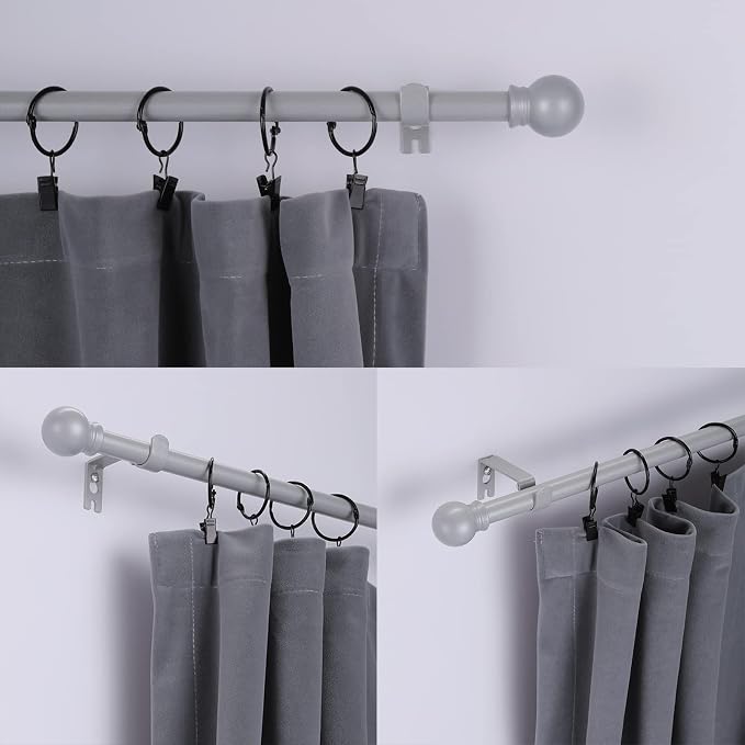 Thestoa Curtain Rods for Windows 30-46 inch, 5/8" Brushed Nickel Curtain Rod - Image 2