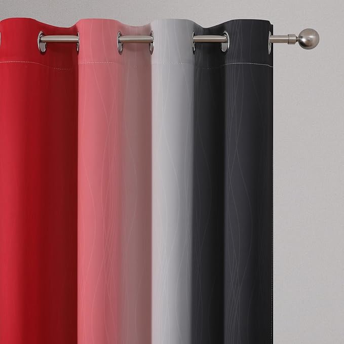 Estelar Textiler Ombre Red and Black Curtains 45 Inch Length 2 Panels, 100% - Image 4