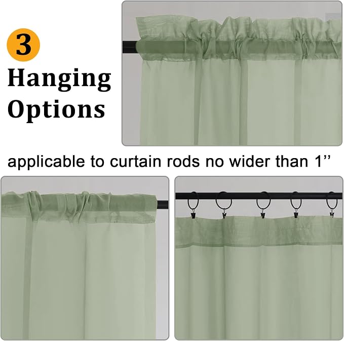 Gwine Sage Green Sheer Curtains - Image 3