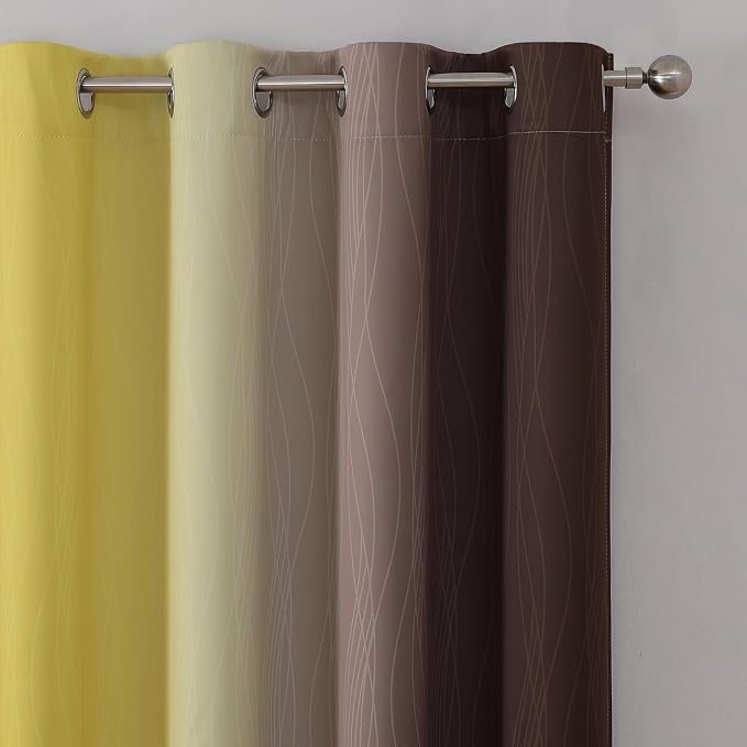 Estelar Textiler Brown and Yellow Blackout Curtains 45 Inch Length, Full Light - Image 4
