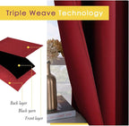 NICETOWN Christmas Burgundy Window Curtains Blackout Drapes, Thermal Insulated - Image 4