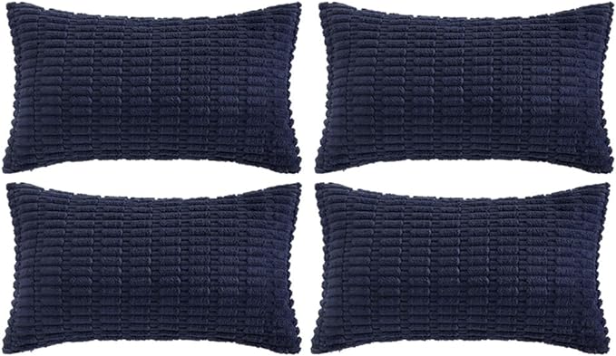 Fancy Homi 4 Packs Navy Blue Decorative Throw Pillow Covers 14x24 Inch by Fancy+Homi