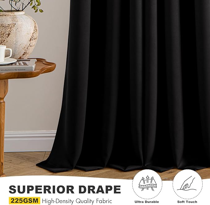 MIULEE Black Blackout Curtains for Bedroom Living Room 84 Inches Long 2 Panels - Image 5