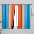 Ombre Orange and Blue Blackout Curtains 45 Inch Length 2 panels, Full Room - Image 2