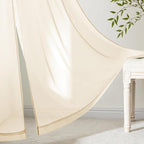 MIULEE Butter Cream Sheer Curtains 84 Inches Long, 4 Panels Set, Rod Pocket - Image 3