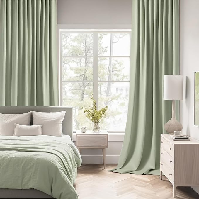MIULEE Back Tab Sage Green Curtains 90 Inch Long 2 Panels Set - Image 2