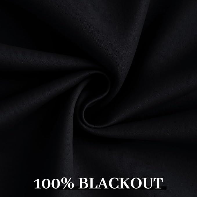 Yakamok 100% Blackout Curtains Black Room Darkening Thermal Insulated Window - Image 6