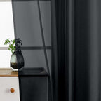 Black Small Sheer Curtains 2 Panels Set, Kitchen Curtains 36 Inch Length - Image 4