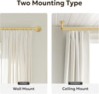 Zeerobee Curtain Rods for Windows 66 to 120, 1 Inch Industrial Wrap Around Gold - Image 5