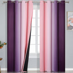 Ombre Pink and Purple Blackout Curtains 96 Inches Long, Full Room Darkening by ESTELARTEXTILER