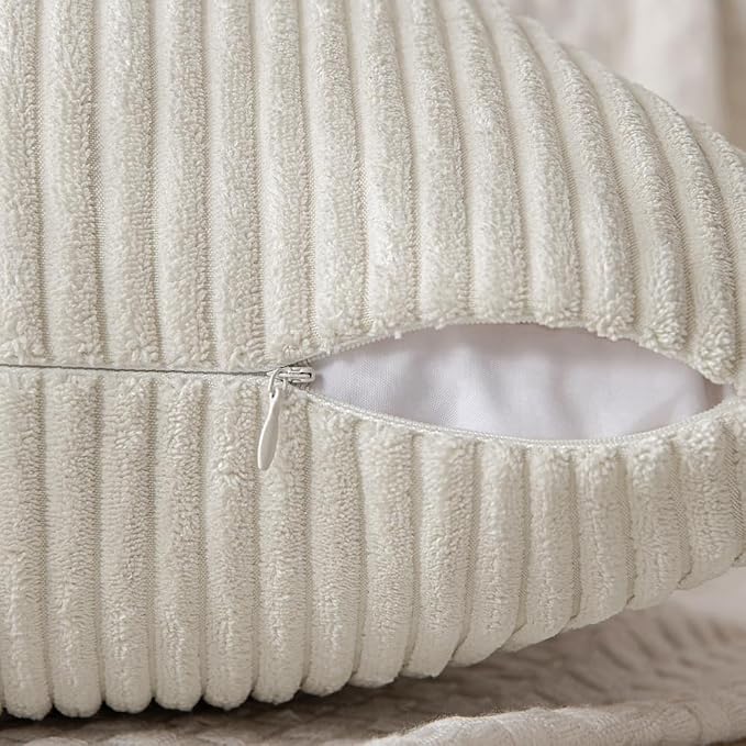 MIULEE Beige Decorative Throw Pillow Covers 16x16 Inch - Image 3