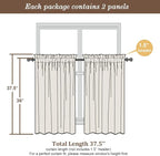 Chyhomenyc Light Green Sheer Curtains 36 inch Length 2 Panels Set, Light - Image 3