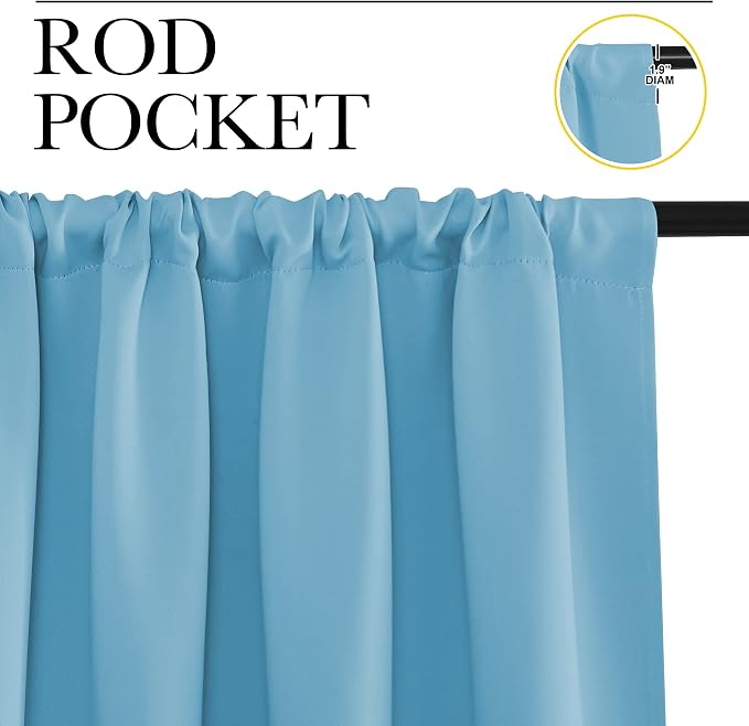 NICETOWN Blackout Curtains for Living Curtains, Teal Blue, 2 Panels, 52 by 95 - Image 2