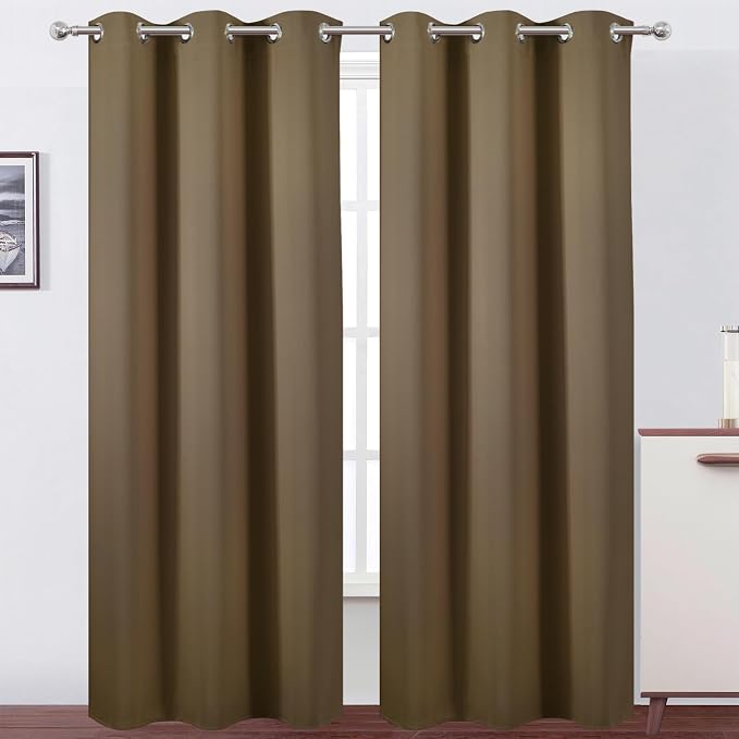 LEMOMO Brown Thermal Blackout Curtains/38 x 84 Inch/Set of 2 Panels Room by Lemomo