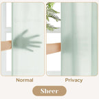 HOMEIDEAS Non-See-Through Sage Green Privacy Sheer Curtains, 52 X 63 Inches - Image 3