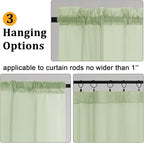 Gwine Light Green Sheer Curtains 90 Inches Long 2 Panels Set, Light Filtering - Image 4