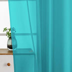 Turquoise Window Sheer Curtains 45 Inches Length, Voile Short Curtains - Image 5