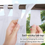 RYB HOME Outdoor Curtains White Sheer Drapes, Detachable Tab Top Easy Hanging - Image 4
