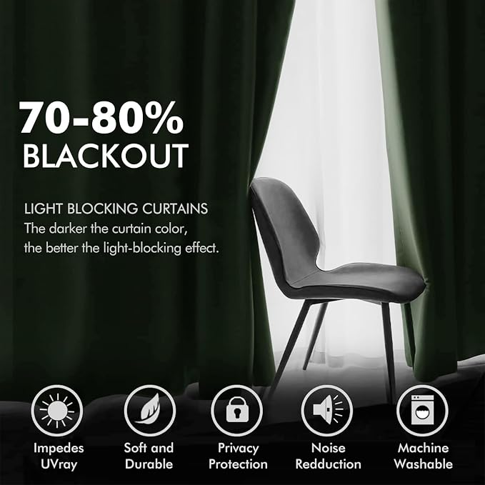 MIULEE Velvet Curtains Olive Green Extra Long Elegant Grommet Curtains Thermal - Image 3