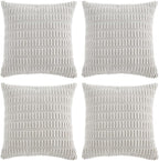 Fancy Homi 4 Packs Pure White Decorative Throw Pillow Covers 18x18 Inch by Fancy+Homi