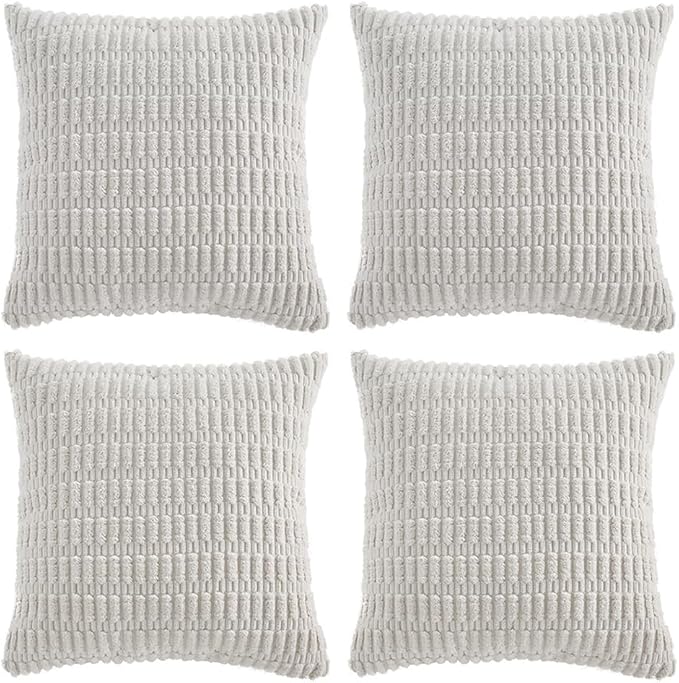 Fancy Homi 4 Packs Pure White Decorative Throw Pillow Covers 18x18 Inch by Fancy+Homi