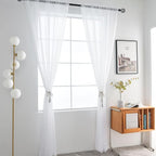 SpaceDresser Basic Rod Pocket Sheer Voile Window Curtain Panels White 1 Pair 2 - Image 2