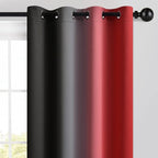Yakamok Red and Black Blackout Curtains, Ombre Room Darkening Window Curtains - Image 3