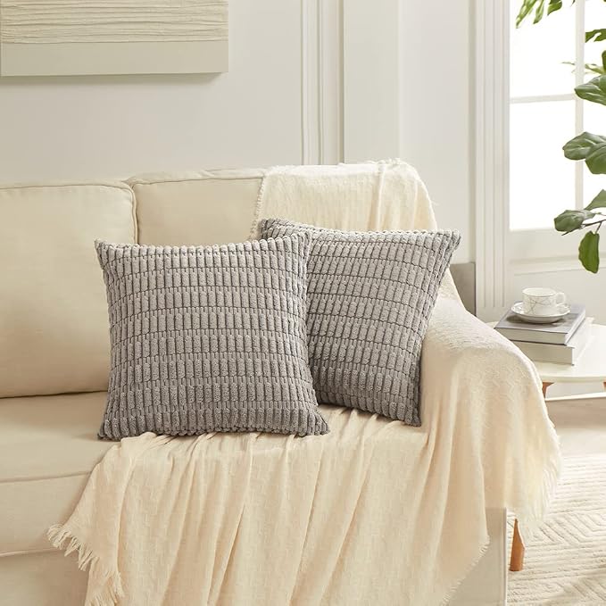Fancy Homi 4 Packs Grey Decorative Throw Pillow Covers 20x20 Inch - Image 6
