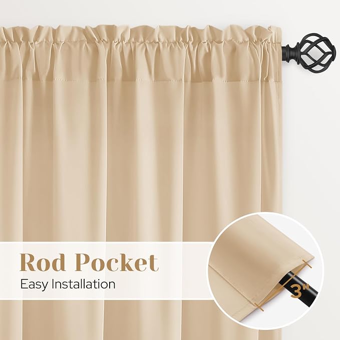 HOMEIDEAS Non-See-Through Beige Privacy Sheer Curtains, 52 X 96 Inches Long 2 - Image 5