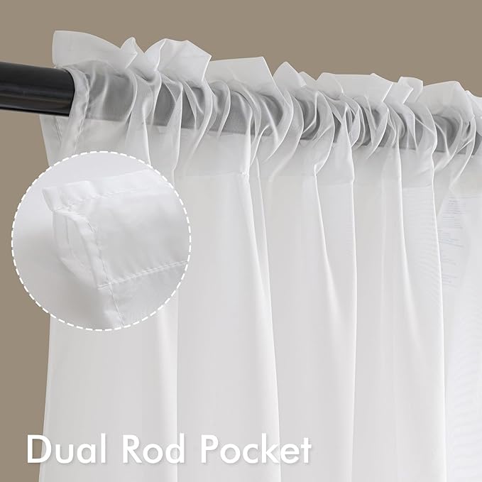 MIULEE White Sheer Curtains 105 Inches Long, 4 Panels Set, Light Filtering - Image 3