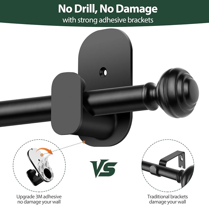 KAMANINA Curtain Rods 2 Pack No Drilling - Image 5